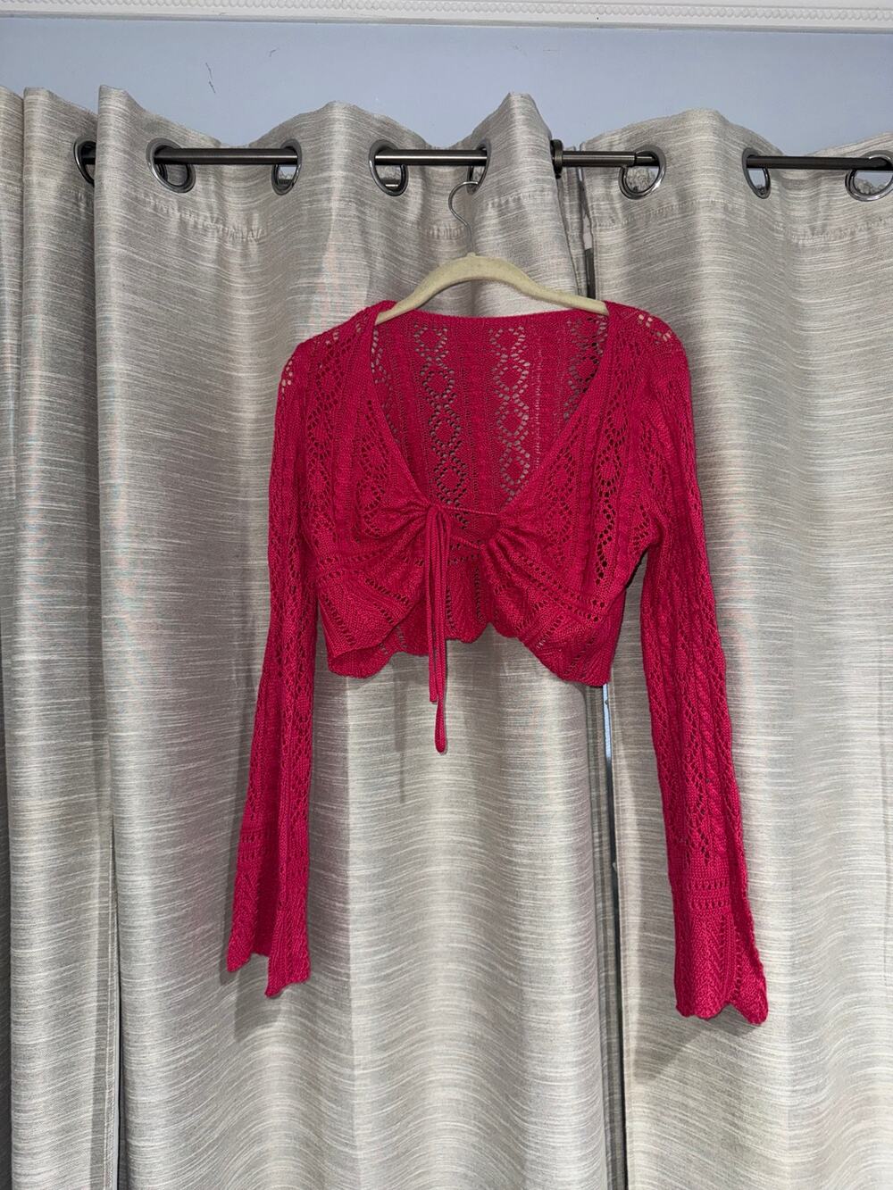 Hot Pink crochet cropped cardigan shrug size medium